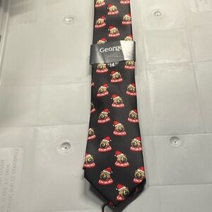 ❤️ BNWT Men's Grizzly Bear Wearing Santa Hat Novelty Print Christmas Tie